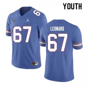 Youth Florida Gators #67 Richie Leonard NCAA Nike Blue Authentic Stitched College Football Jersey LVF3562MX